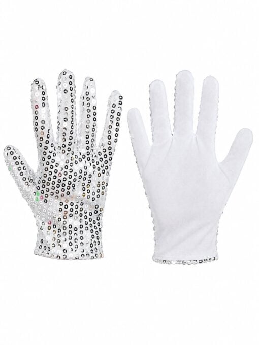 Michael Jackson Sequin Glove – Silver Pop Star Costume Accessory - Image 3