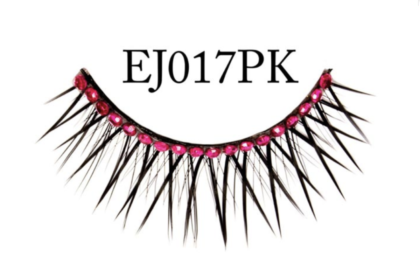 eyelashes with pink diamonte