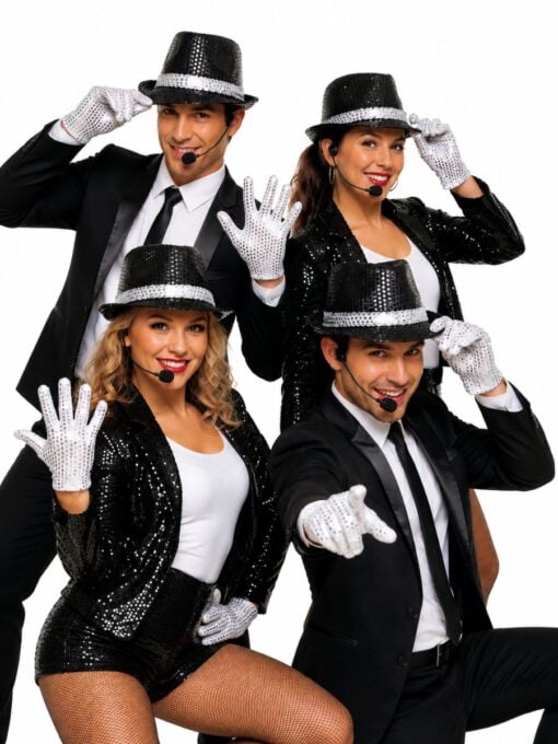 group wearing michael jackson sequin gloves