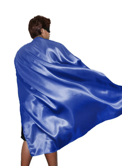 Blue satin cape adult