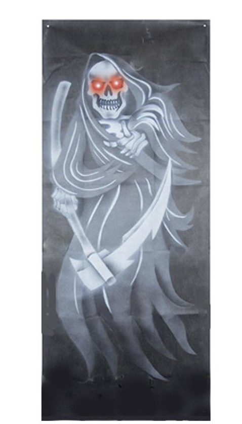 Grim Reaper door curtain with flashing eyes