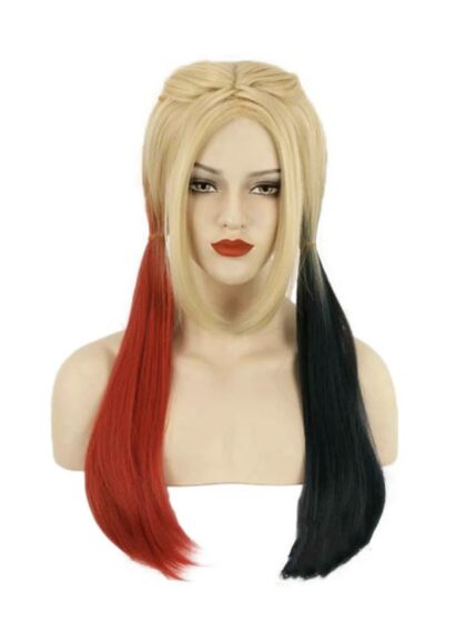 red and black harley quinn wig