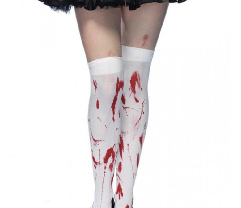 Bloody Zombie Thigh Highs White and Red