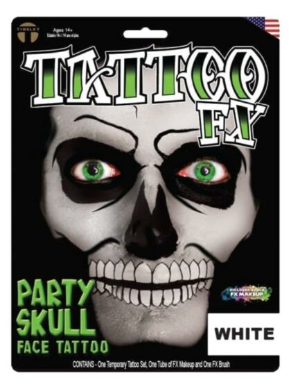 Party Skull Face Tattoo