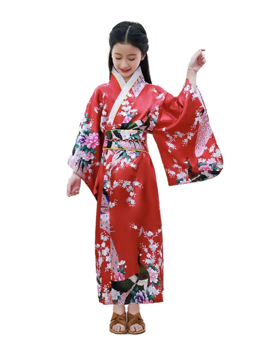 Red Japanese Kimono Child Creative Costumes
