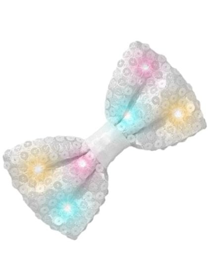 White LED Sequin Bow Tie