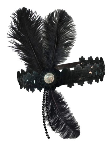 1920's deluxe headband black