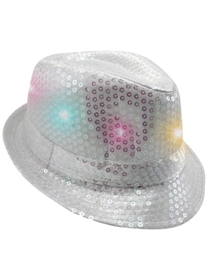 White fedora hat- LED
