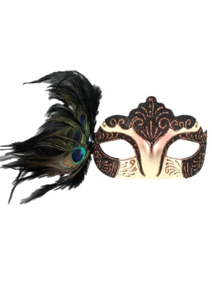 Burlesque black feather eye mask