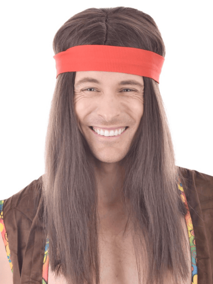 Brown Mens Hippie Wig