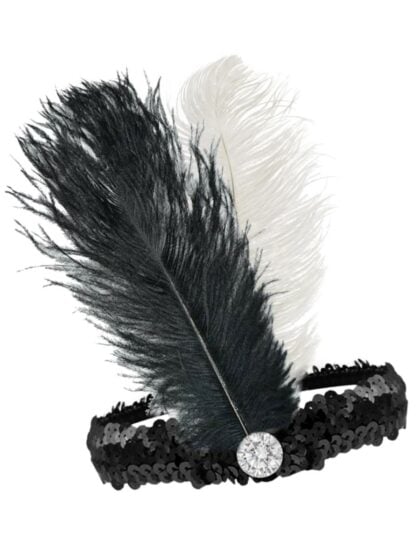 Black white Flapper Headband