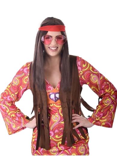 extra long brown hippie wig