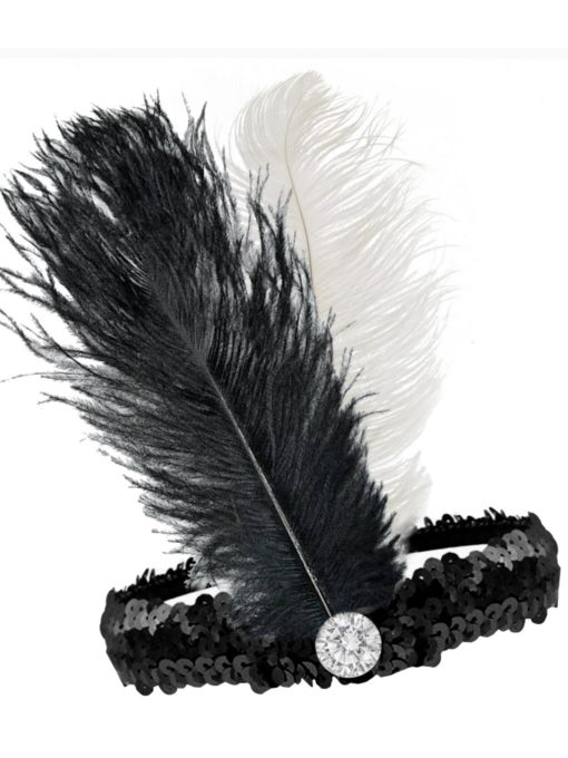 black and white flapper headband