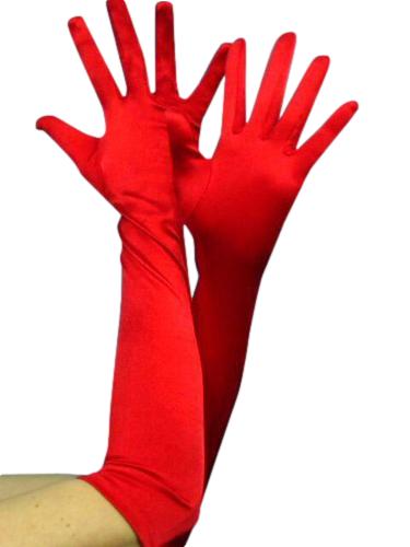 Gloves - Long Satin Red
