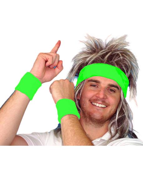Deluxe 80s Tennis Sweatband Set Neon Green Creative Costumes