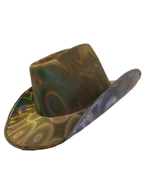 Silver holographic cowboy hat