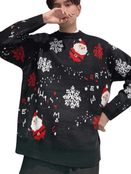 Christmas Jumper Santa Black