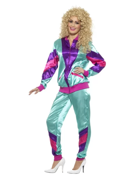 80s Teal Tracksuit Costume - Adult - Image 2