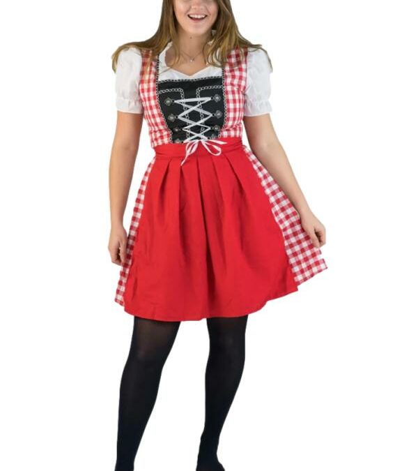 Traditional Red German Dirndl Costume – Adult