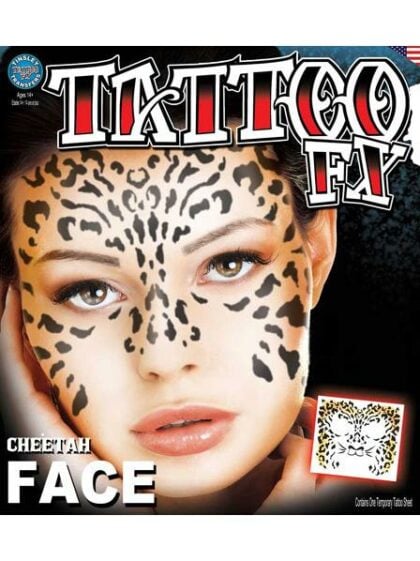 Full face Cheetah temporary face tattoo