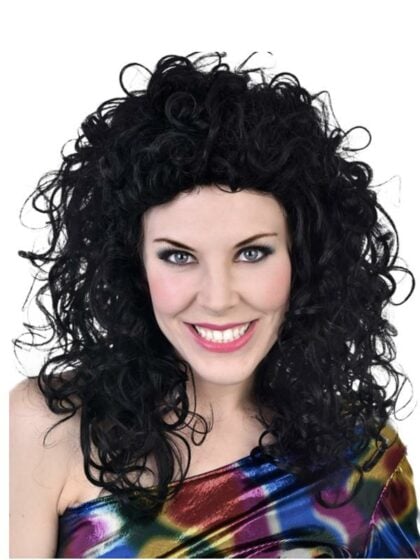 disco black curly wig
