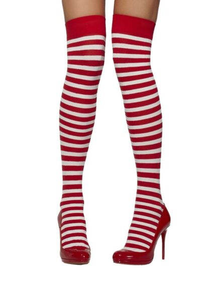 Red and White Striped Thigh Highs
