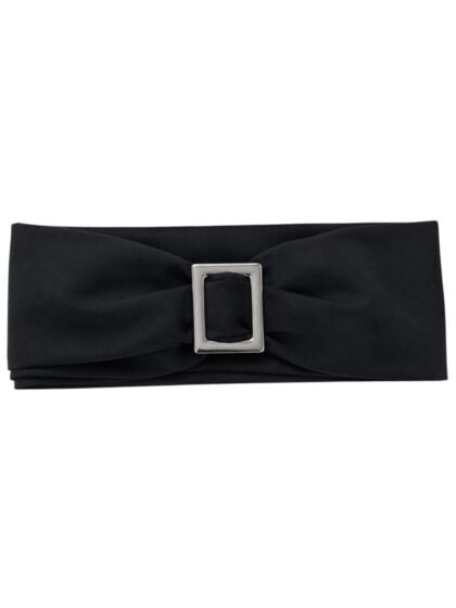 Santa belt featuring black fabric and silver buckle for Santa costumes