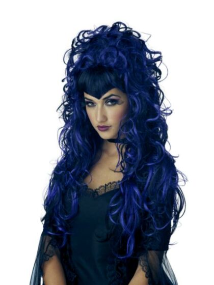 Evilene blue and black wig