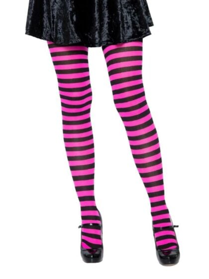Striped pink and black tights