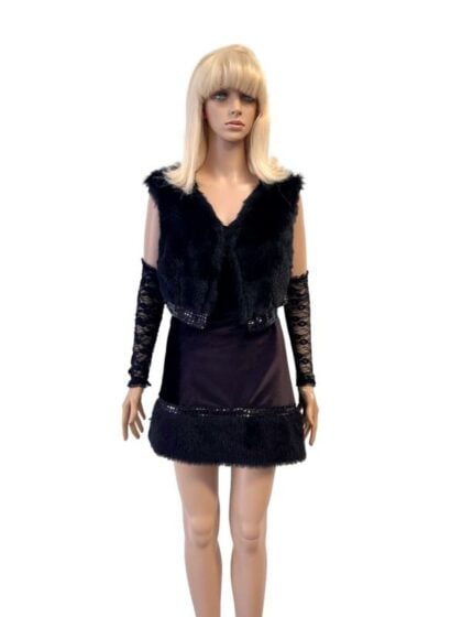 Black Fur Snow Girl Costume - Adult