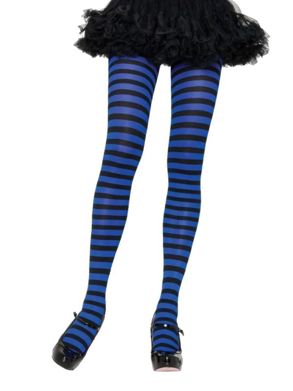 Black and blue striped tights