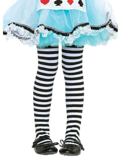 Child Black and White Striped Tights