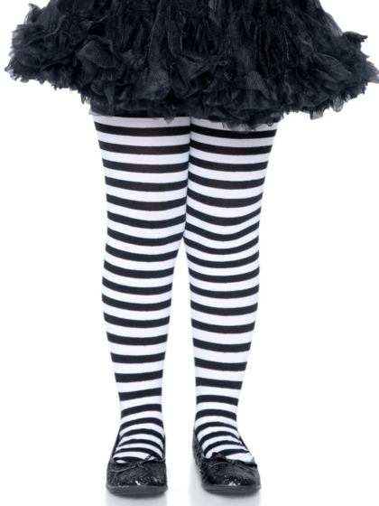 Child Black and White Striped Tights