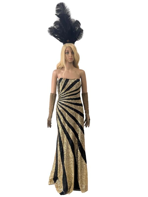green emerald velvet dress Black Gold Embroidered Layered Traditional Long Party Dress With Detac –  Sultan Dress main image 1