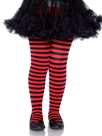 Kids Black and Red Striped Tights