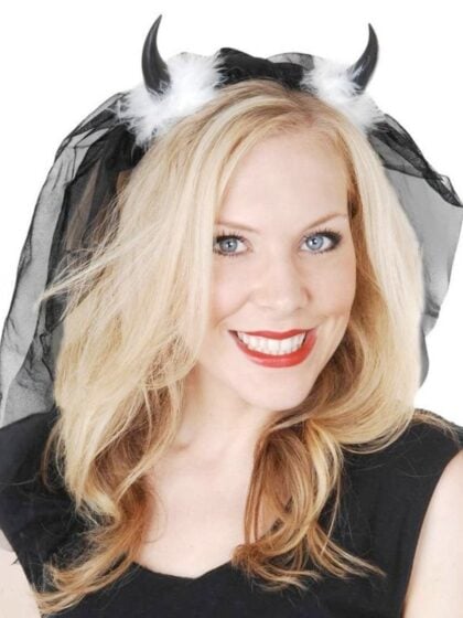 Black Devil Horns with Veil
