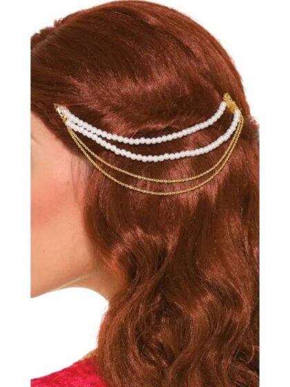 Medieval Pearl and Chain Hair Wrap
