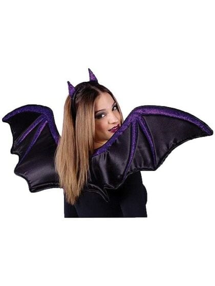 Black Glitter Bat Wings