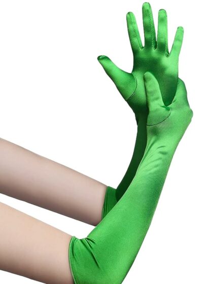 Green Satin Gloves 56cm