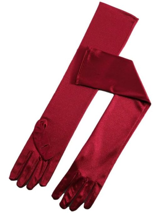 Dark Red Satin Gloves 53cm