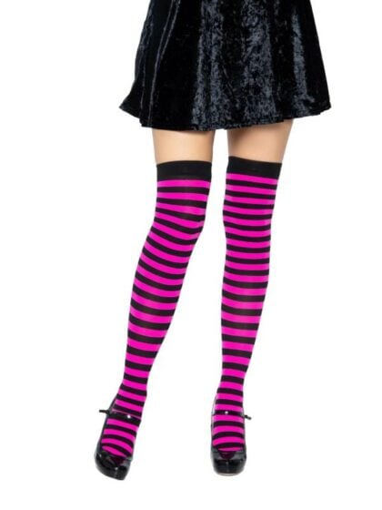 Striped Stockings Black Pink