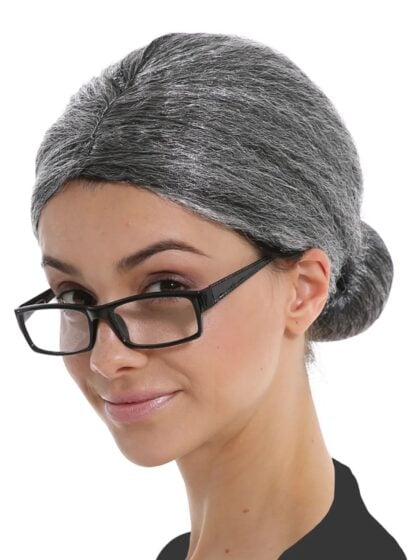 Grandma Grey Bun Wig