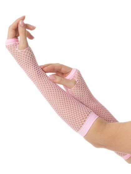Light Pink Long Fishnet Gloves