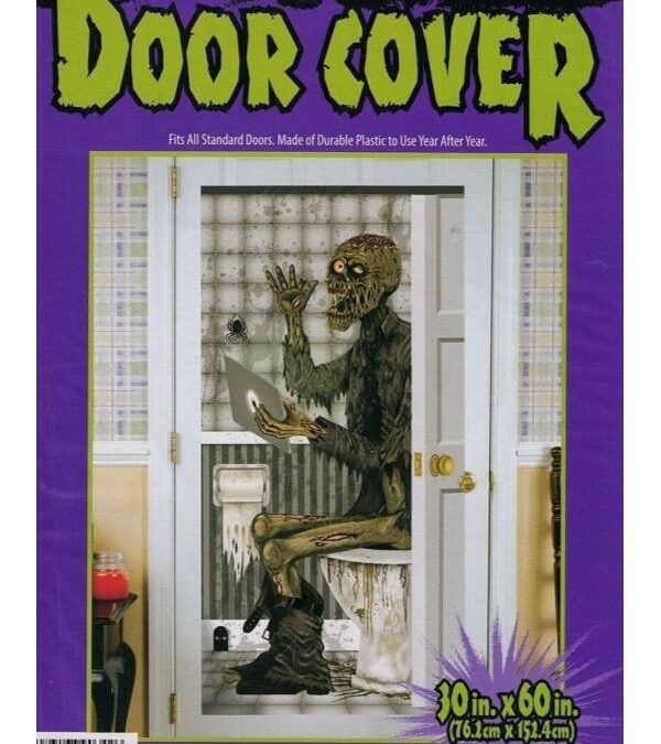 Halloween Bathroom Door Cover – Zombie on toilet