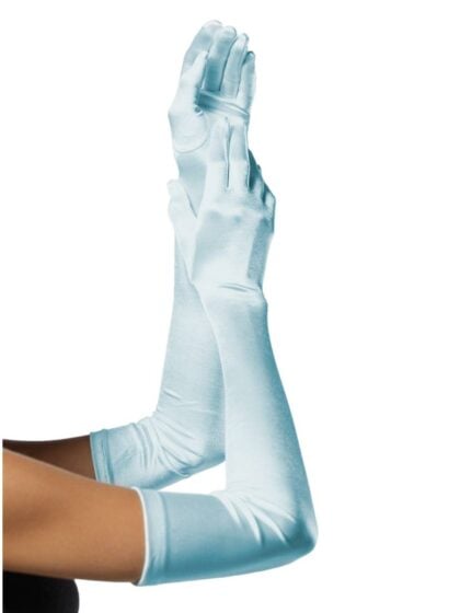 Light Blue Satin Gloves 56cm