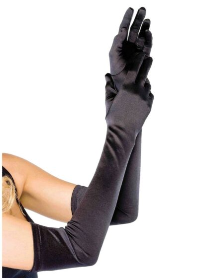 Black Satin Gloves 56cm