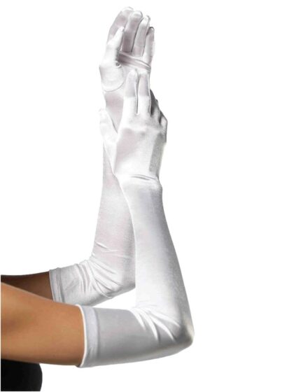 White Satin Gloves 56cm