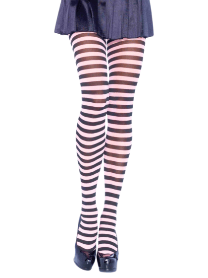 Pink and Black Stripe Tights