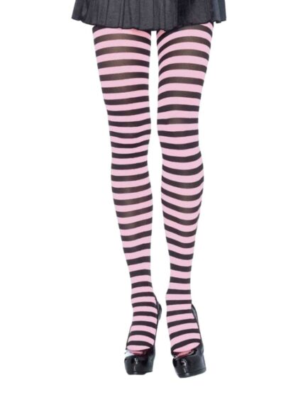 Pink and Black Stripe Tights