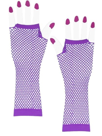 Purple Long Fishnet Gloves